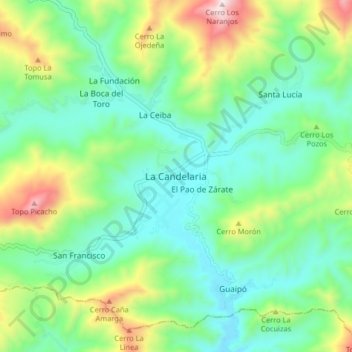 Mapa topográfico La Candelaria, altitud, relieve
