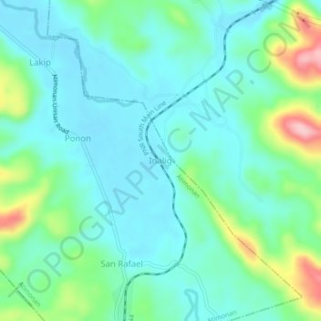 Mapa topográfico Inalig, altitud, relieve