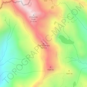 Mapa topográfico Four Brothers, altitud, relieve