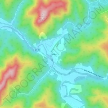 Mapa topográfico Bridge, altitud, relieve