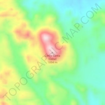 Mapa topográfico Cerro Santa Isabel, altitud, relieve
