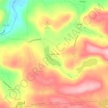 Mapa topográfico Panther Lake, altitud, relieve