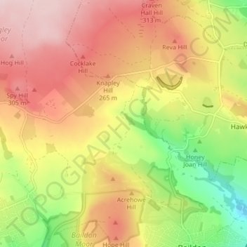 Mapa topográfico Faweather, altitud, relieve