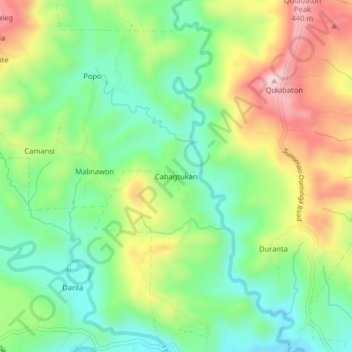 Mapa topográfico Cabagtukan, altitud, relieve