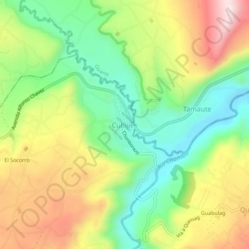 Mapa topográfico Cubijíes, altitud, relieve