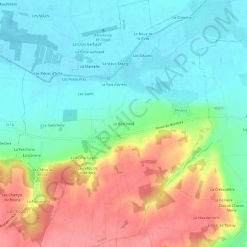 Mapa topográfico Le Bois Neuf, altitud, relieve