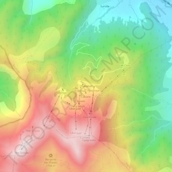 Mapa topográfico Chabanon, altitud, relieve