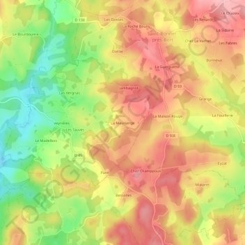 Mapa topográfico La Mauriange, altitud, relieve