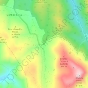 Mapa topográfico Bau Arrexini, altitud, relieve