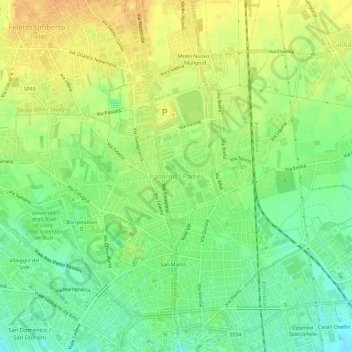 Mapa topográfico Paderno / Padier, altitud, relieve