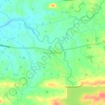 Mapa topográfico Muthalamada, altitud, relieve