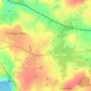 Mapa topográfico Le Pint d'Het, altitud, relieve