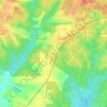 Mapa topográfico Clayville, altitud, relieve