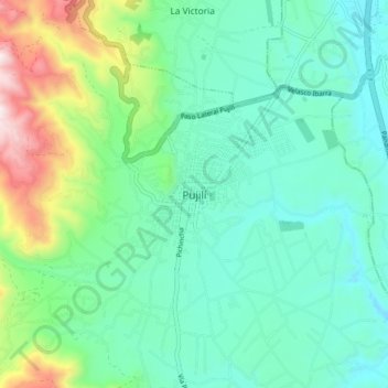 Mapa topográfico Pujilí, altitud, relieve