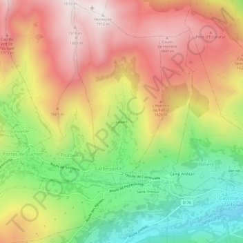 Mapa topográfico Labach, altitud, relieve