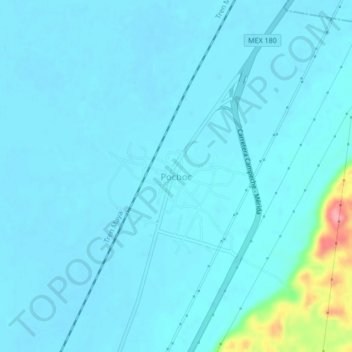 Mapa topográfico Pocboc, altitud, relieve