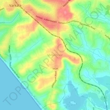 Mapa topográfico Melvettoor, altitud, relieve
