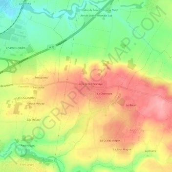 Mapa topográfico La Chesnaye, altitud, relieve