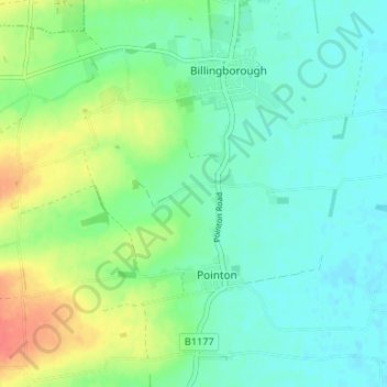 Mapa topográfico Sempringham, altitud, relieve