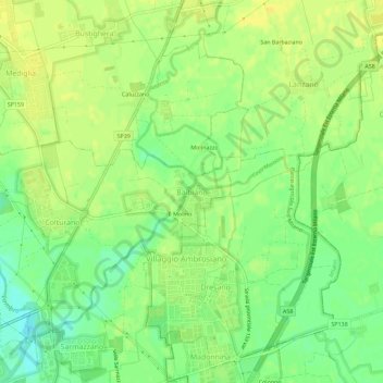 Mapa topográfico Balbiano, altitud, relieve