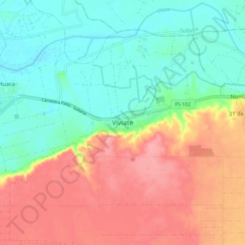 Mapa topográfico Viviate, altitud, relieve