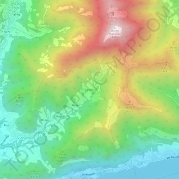 Mapa topográfico Lerano, altitud, relieve