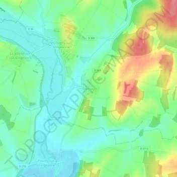 Mapa topográfico Mornay, altitud, relieve
