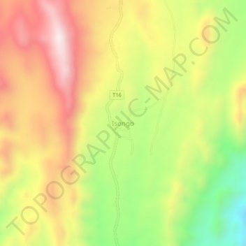Mapa topográfico Isongo, altitud, relieve