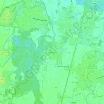 Mapa topográfico Wibolsheim, altitud, relieve