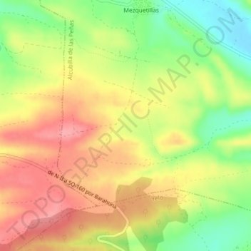 Mapa topográfico Los Arroyones, altitud, relieve