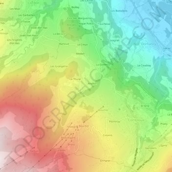 Mapa topográfico La Cote, altitud, relieve