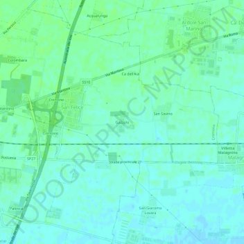 Mapa topográfico Gazzolo, altitud, relieve
