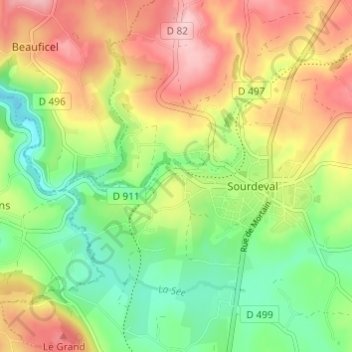 Mapa topográfico La Bruyère de Haut, altitud, relieve