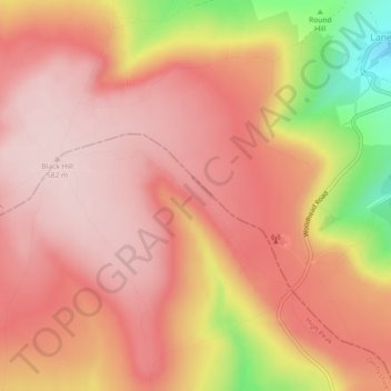 Mapa topográfico Holme Moss, altitud, relieve