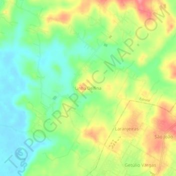 Mapa topográfico Linha Delfina, altitud, relieve