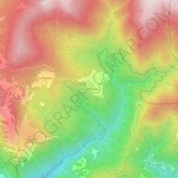 Mapa topográfico Alpe di Massa, altitud, relieve