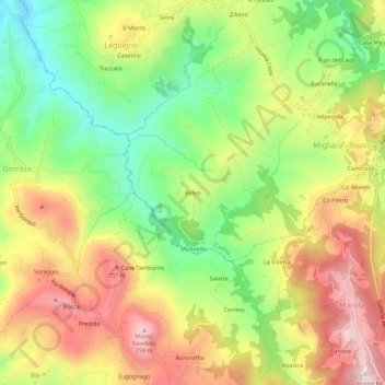 Mapa topográfico Beleo, altitud, relieve