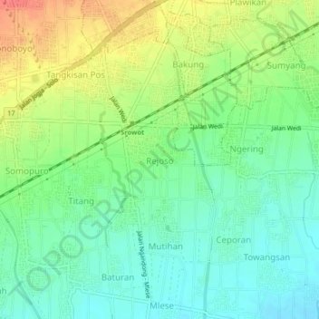 Mapa topográfico Rejoso, altitud, relieve