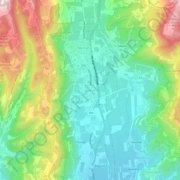 Mapa topográfico Quinto, altitud, relieve