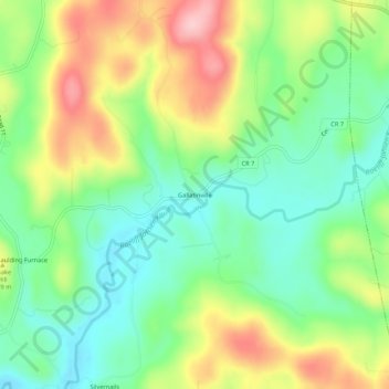 Mapa topográfico Gallatinville, altitud, relieve