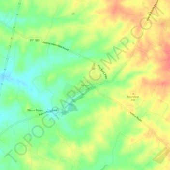 Mapa topográfico Keene, altitud, relieve