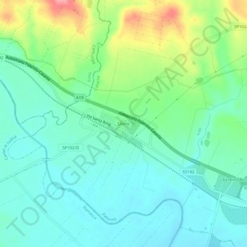 Mapa topográfico Sferro, altitud, relieve