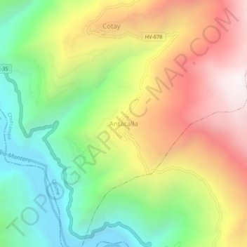 Mapa topográfico Antacalla, altitud, relieve
