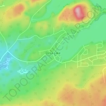 Mapa topográfico Deka Lake, altitud, relieve