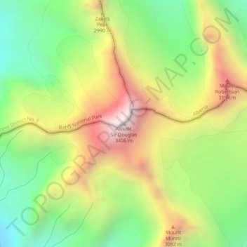 Mapa topográfico Mount Sir Douglas, altitud, relieve