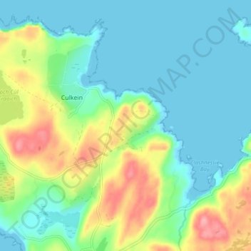 Mapa topográfico Achnacarnin, altitud, relieve