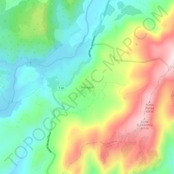 Mapa topográfico Serraggia, altitud, relieve
