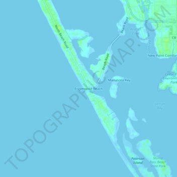 Mapa topográfico Englewood Beach, altitud, relieve