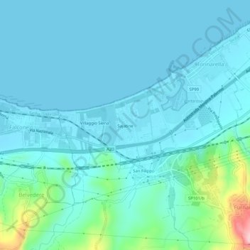 Mapa topográfico Sajatine, altitud, relieve