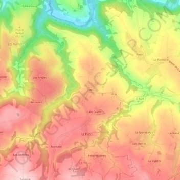 Mapa topográfico Lax, altitud, relieve